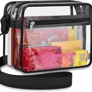 Clear Messenger Bag with 2 Compartments, Clear Crossbody Tote Bag for Stadium Ev